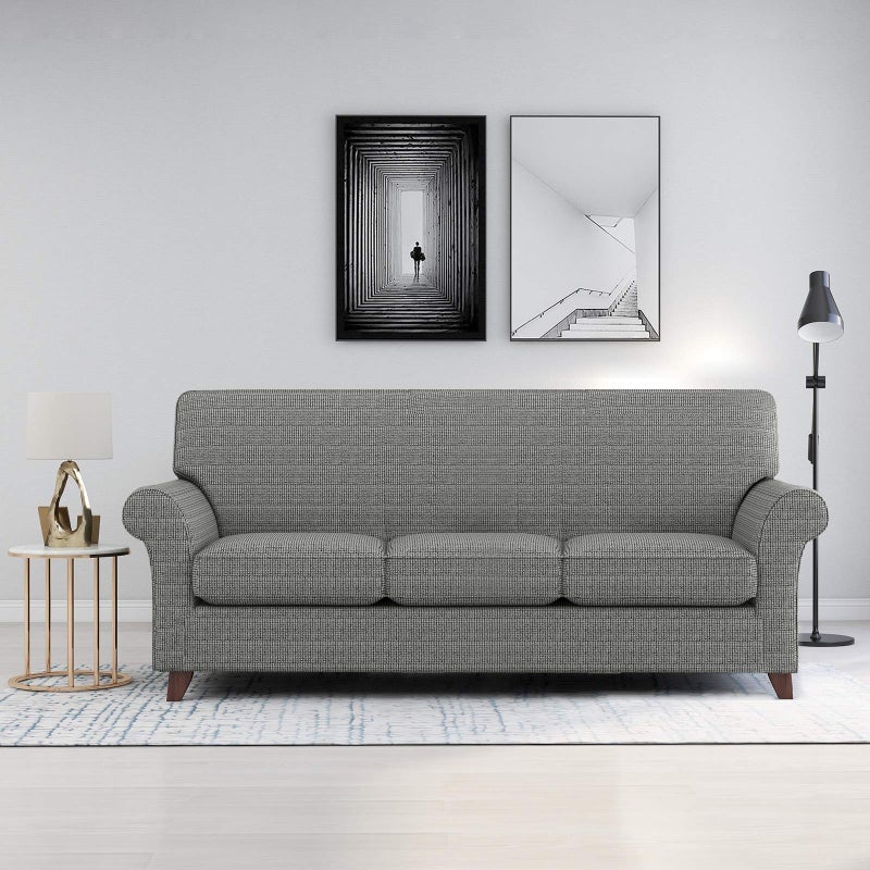 ZNSAYOTX 4 Piece Sofa Covers for Living Room Anti Slip Stretch Couch Covers for 3 Cushion Couch Pets Dogs Sofa Slipcover Machine Washable Furniture Protector (Black and White, Sofa) - Image 2